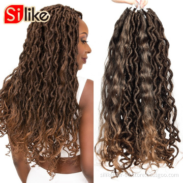NEW Goddess Faux Locks River Hair Silike Faux Locs Wavy Crochet With Curly Braids18 Inch Soft Natural Synthetic Hair Extension
